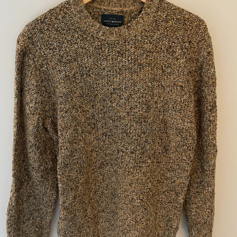 Men's Lucky Brand Knit Sweater Tan Gold Size Medium